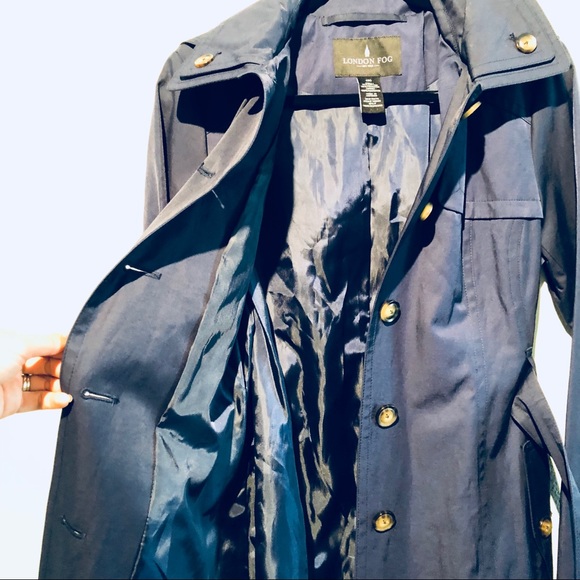 NEW: London Fog Navy Blue Double Lapel Raincoat - Picture 7 of 8